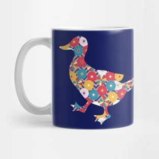 Duck Lover Gift: Floral Japanese Origami Style Mug